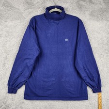 Vintage Izod Lacoste Shirt Mens Large Blue Turtleneck Long Sleeve USA 80s Preppy