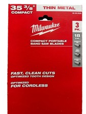 Milwaukee 35-3/8" 18 TPI Standard Compact Portable Band Saw Blade 3 PK 