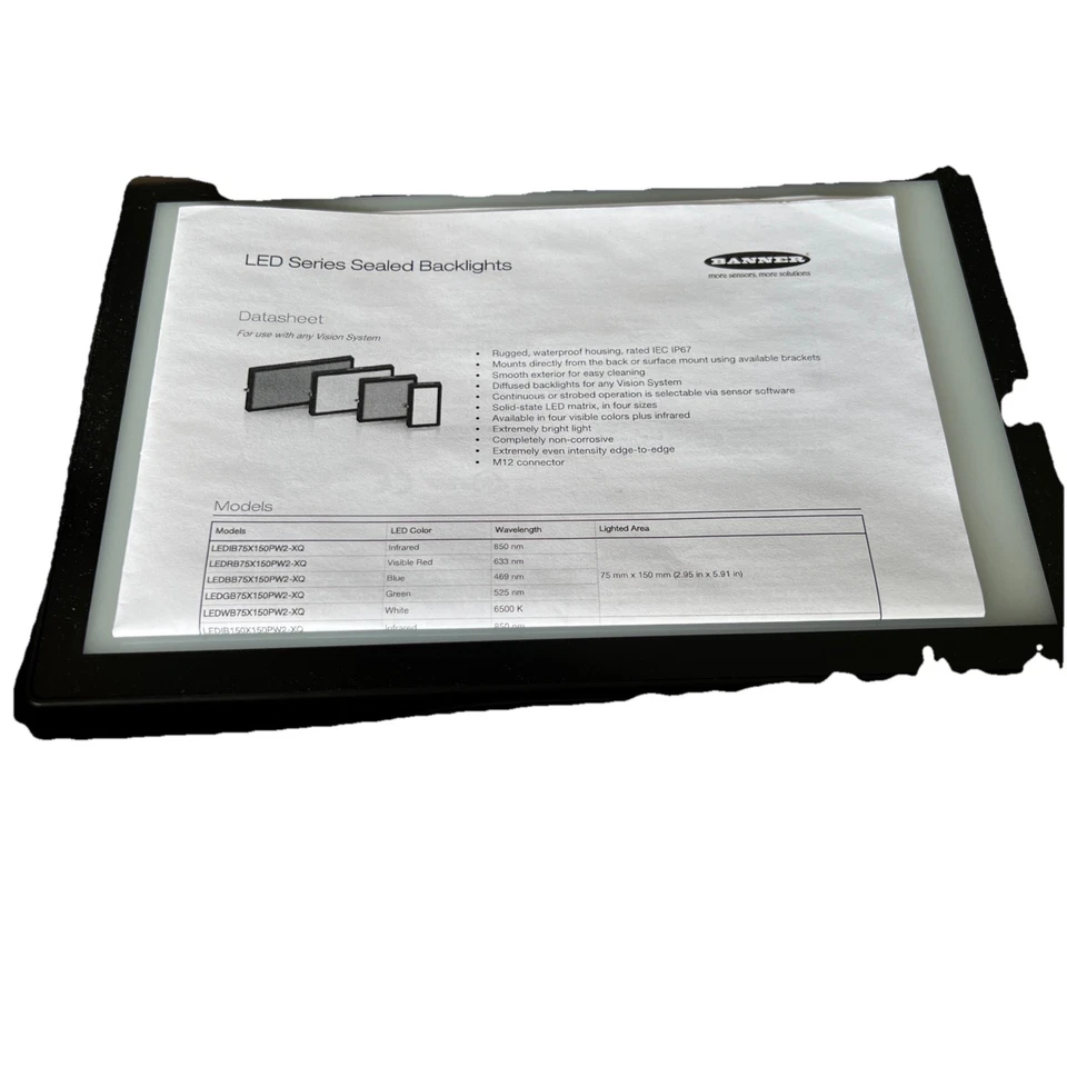 Banner, LEDWB225X150PW2-XQ, LED Series Sealed Backlight, 225mm x 150mm - Image 2 of 4