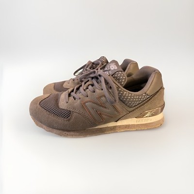 New Balance 574 Womens Grey Rose Gold Suede Mesh Sneakers WL574FSA Size 7 US