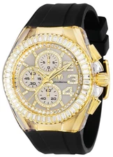 TechnoMarine Men's TM-121028 Cruise Glitz 45m Gold Toned & Dial with Black Strap