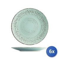 6X H&H Teller Flach Aus Steingut In Hellblau, Ø 27 Cm