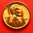1955-S Lincoln Wheat Cent Penny GEM RD BU From an Original Bank Roll