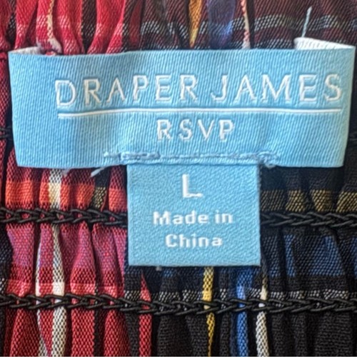 Draper James RSVP New Size L Smocked Peplum Top Elbow Sleeve Red Multi Plaid - Picture 6 of 8