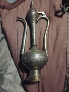 Vintage Brass Indian Dallah 11" H