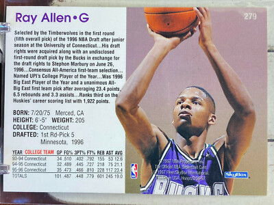 1996-97 NBA Hoops Ray Allen #279 Official Skybox Rookies