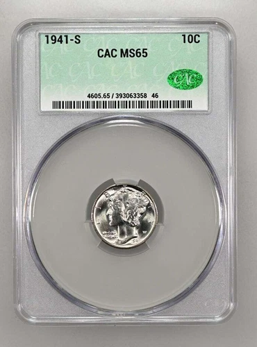 1941 S Mercury Dime CACG MS 65 CAC -846