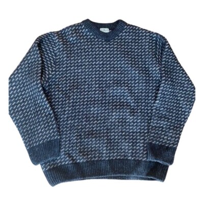 Gebrauchter 90er-00er LLBean Birdseye Strickpullover (grau, Größe XL, repariert)