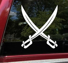 Crossed Cutlass Swords Vinyl Decal – Pirate Sword Sticker for Cars, Boats