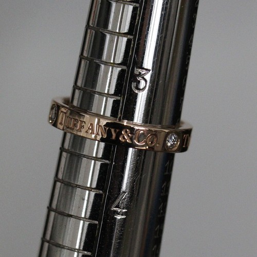 Tiffany & Co. Flat Band 3P Diamond Ring US3.25 K18PG Rose Gold Box Gala E1640 - Picture 6 of 6
