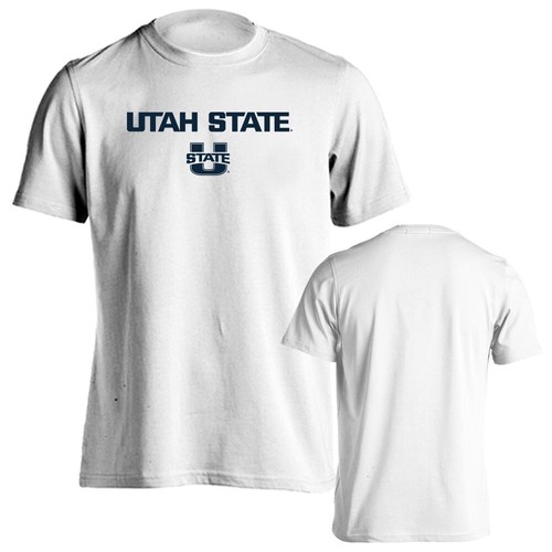 Utah State University Aggies Arched Text With Logo Short Sleeve Tee T-Shirt - Picture 13 of 15