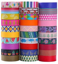 30 Rolls Washi Tape Set - 10Mm Wide, Colorful Flower Style Design, Decorative Ma