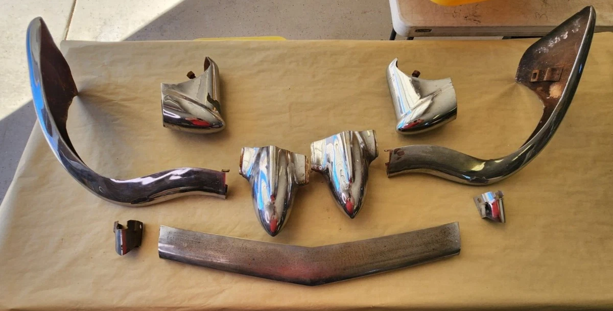 1956 Chevy Front Accessory Bumper Guard Set Used Original Over