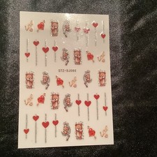 cute nail stickers Hearts, Bears Kisses Valentines Includes Free Gifts