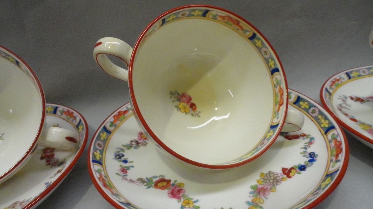 Vintage Minton Bullion 2 Handled Floral Tea Cup And Saucer Vintage Minton Bullion 2 Handled Floral Tea Cup And Saucer