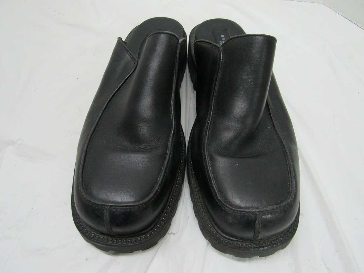 KENNETH COLE REACTION WOMENS BLACK LEATHER SLIP ON CLOGS 