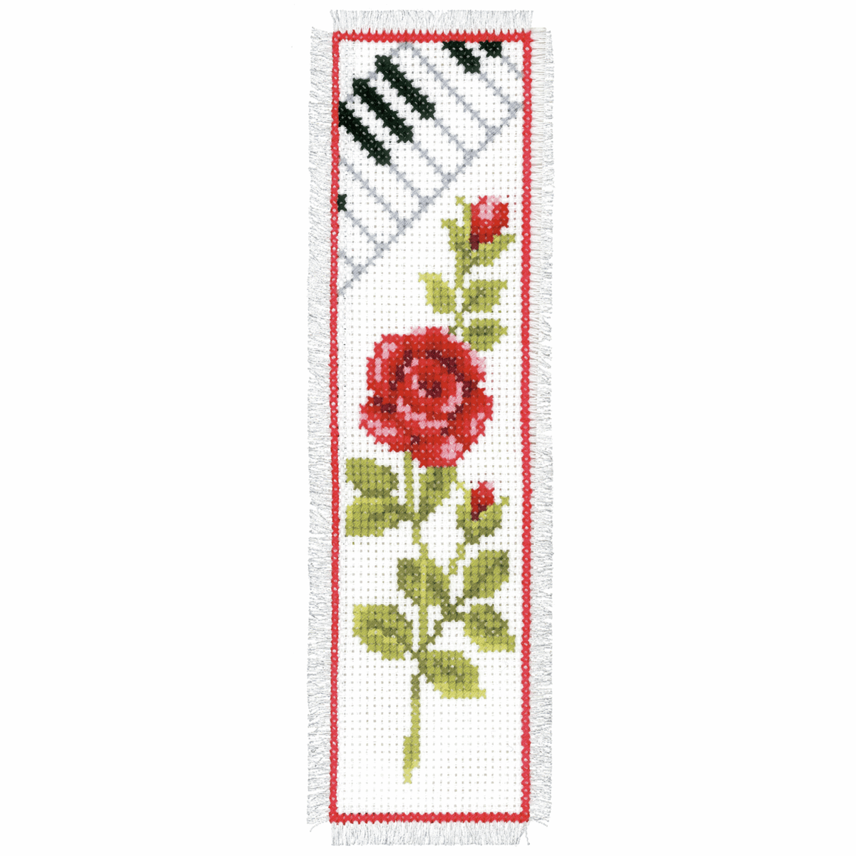 Vervaco Rose and Piano Counted Cross Stitch Bookmark, Multi-Colour - Image 3
