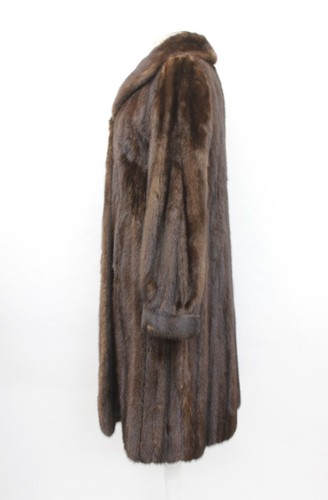 ECCELLENTE GIACCA CAPPOTTO IN PELLICCIA DI VISONE CANADESE SCURO DONNA TAGLIA 4 SMALL - Foto 2 di 3