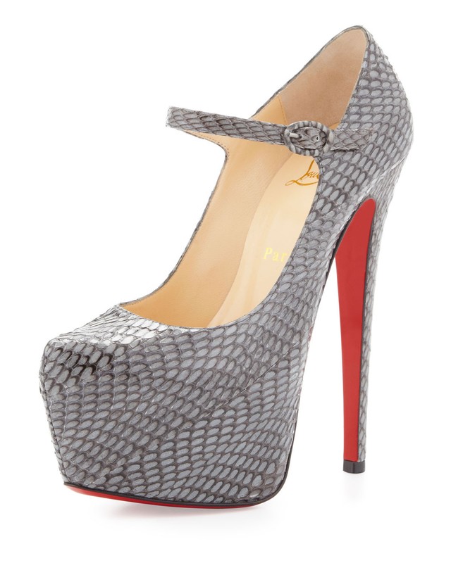 AUTH NEW WOMEN LOUBOUTIN LADY DAF 160 COBRA ACIER MARY JANE PUMP/HEEL US 7.5