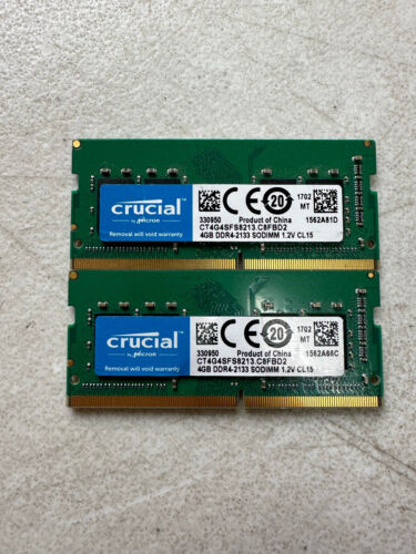 Crucial 4GB DDR4-2133 SODIMM | CT4G4SFS8213.C8FBD2 | 8GB Total (Lot of 2) - Picture 1 of 2