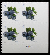 US Plate Blocks Stamps #5652 ~2022 4¢ Blueberries MNH RL36