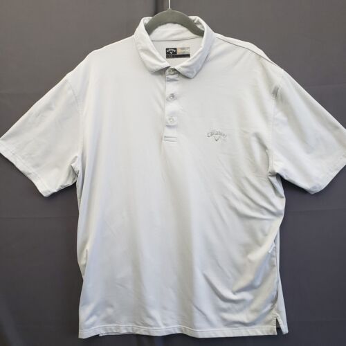 Callaway Golf Shirt Polo Opti-Dri Mens Large Gray Striped Short Sleeve