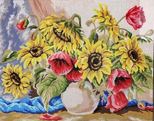 Needlepoint Painted Canvas Gobelin 11588 - Flowers 20"x24" Collection D'Art