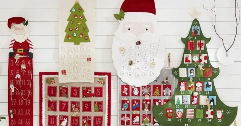 NEW Pottery Barn Kids Christmas Skinny Black Santa Advent Calendar 58" NWT - Image 3 of 4