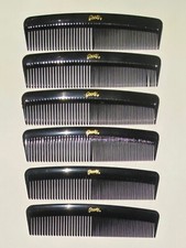 Vintage 1980s Goody Set of 6 Black 5" Combs - Old Store Stock