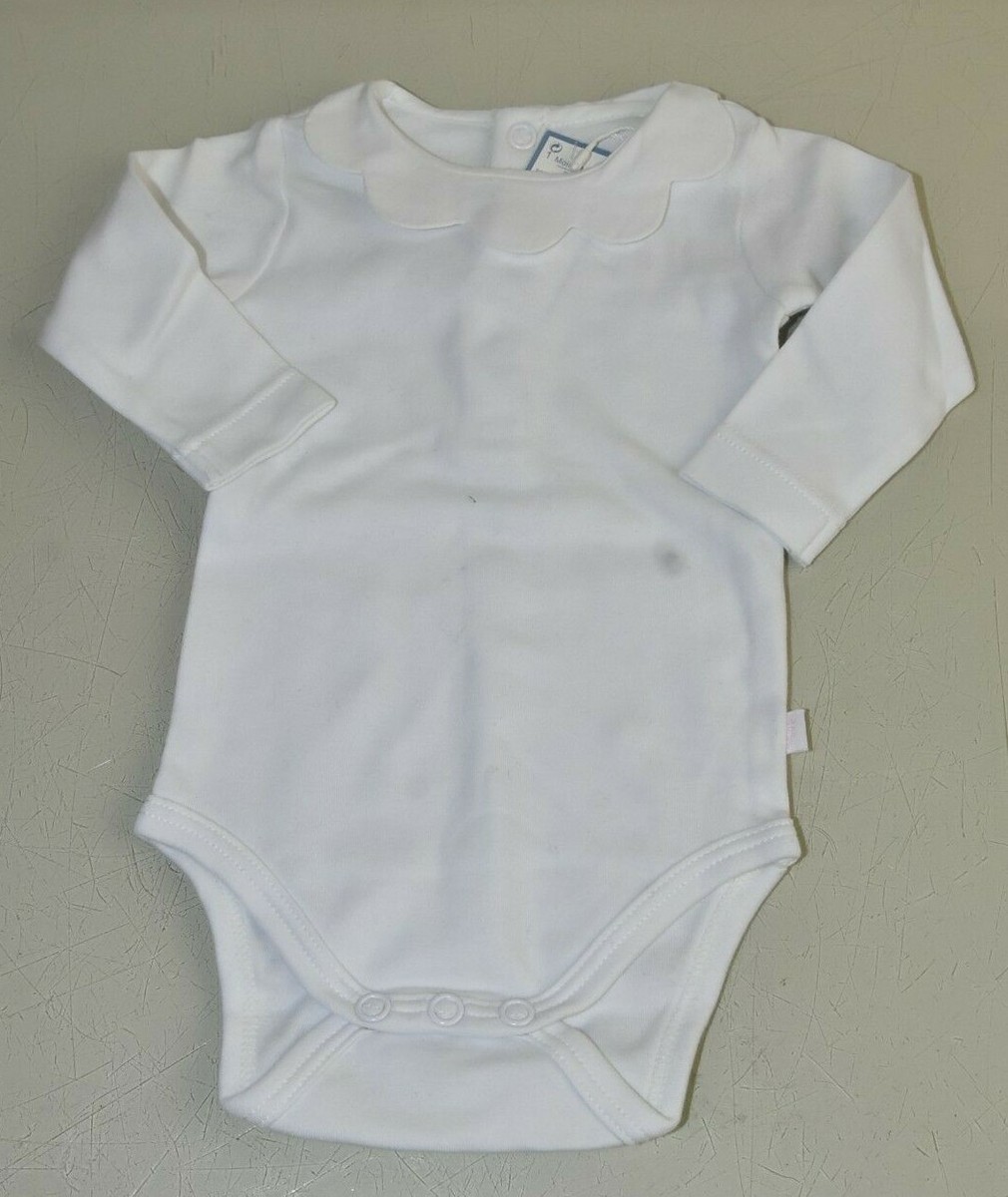 $44 NEW Jacadi Paris Coveralls Bodysuit Baby Infant Girl Collar