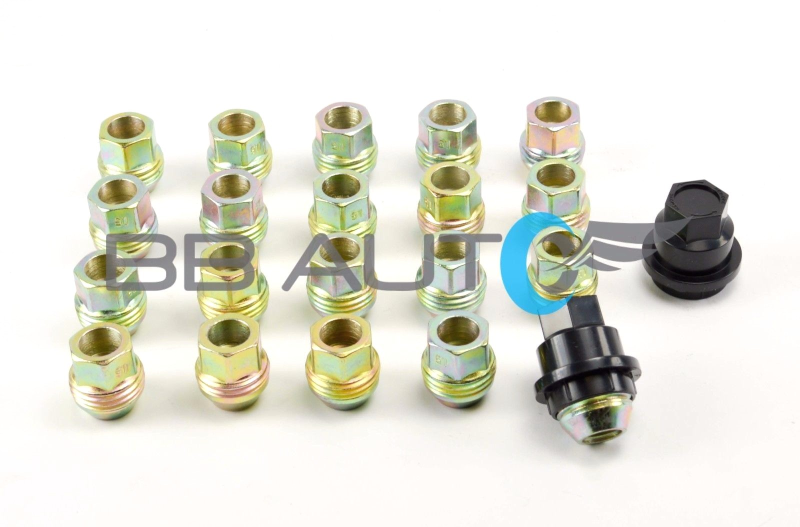 SET OF 20 NEW LUG NUTS & COVERS CAPS BLACK CHEVROLET S10 BLAZER GMC