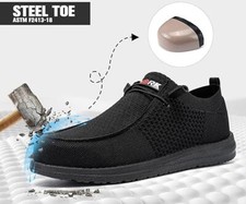 LARNMERN Mens Steel Toe Work Shoes Slip On Lightweight Comfort Safety Sneakers