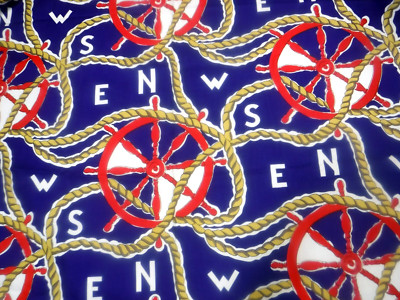 4 Yd x 36'' Wide Heavy Fabric NAUTICAL Old Fashion Ship Helm Steering Wheel Ropes