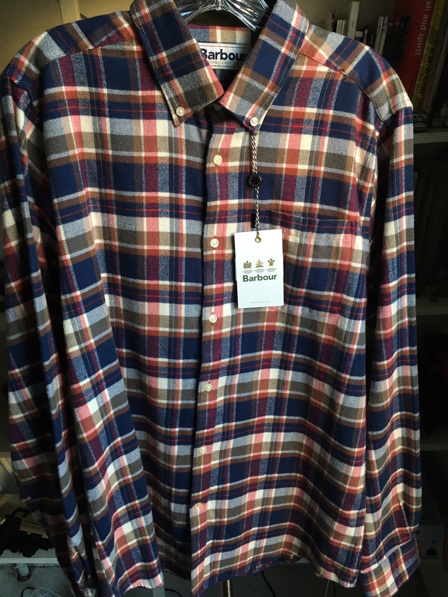 NWT Barbour Mens Plaid Shirt, Long Sleeve Button Jcrew