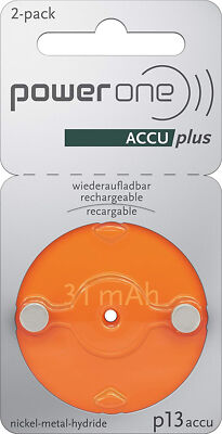 Varta Power One 13 ACCU plus Orange p13 Battery for Hearing Aids NiMH 2 Blister