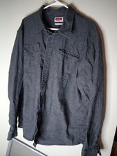 Men's Wrangler Gray Long Sleeves Button Down Denim Shirt 2XL Used Charcoal