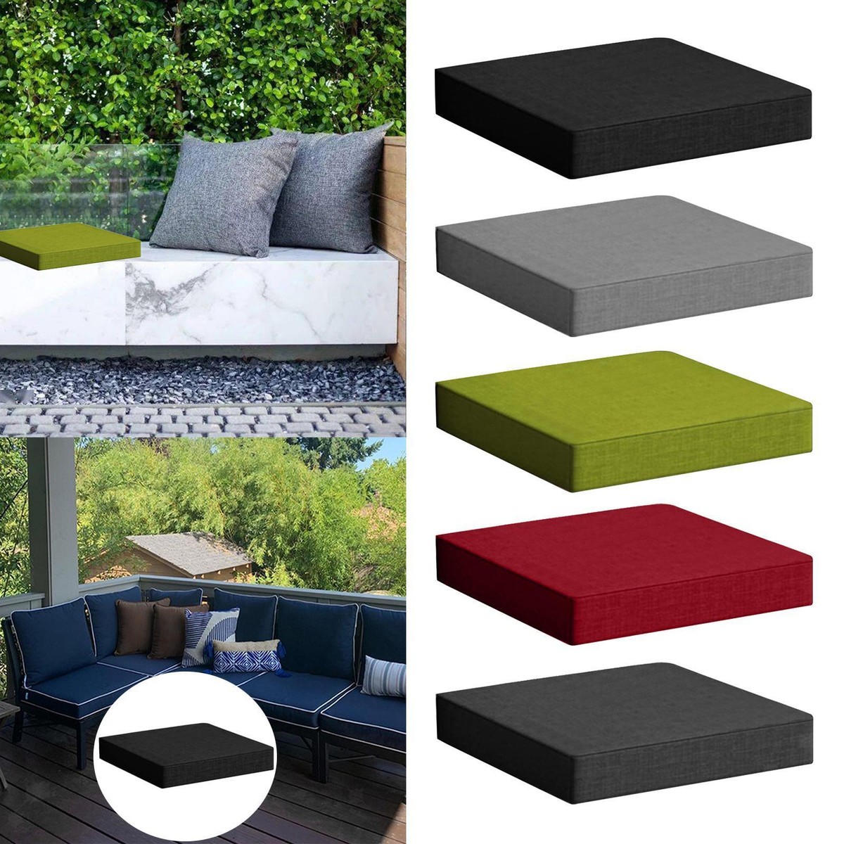 Cuscini Per Sedia Da Giardino Con Schienale - Confezione Da 2, In Cotone E Lino, Con Cinghie Di Fissaggio, Per Interno/esterno - 2