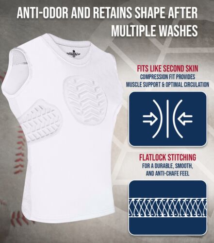 Exxact Sports Youth Baseball Chest Protector, Padded Compression Shirt - Picture 26 of 35