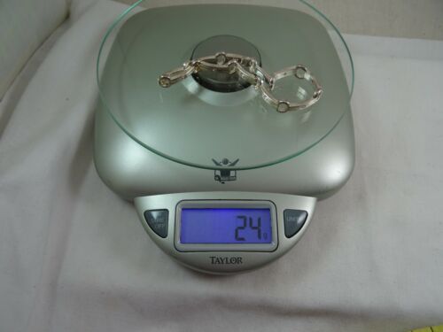 Sterling Silver Bar Link CZ accented Bracelet 24 grams 9mm 8.5" - Picture 9 of 9