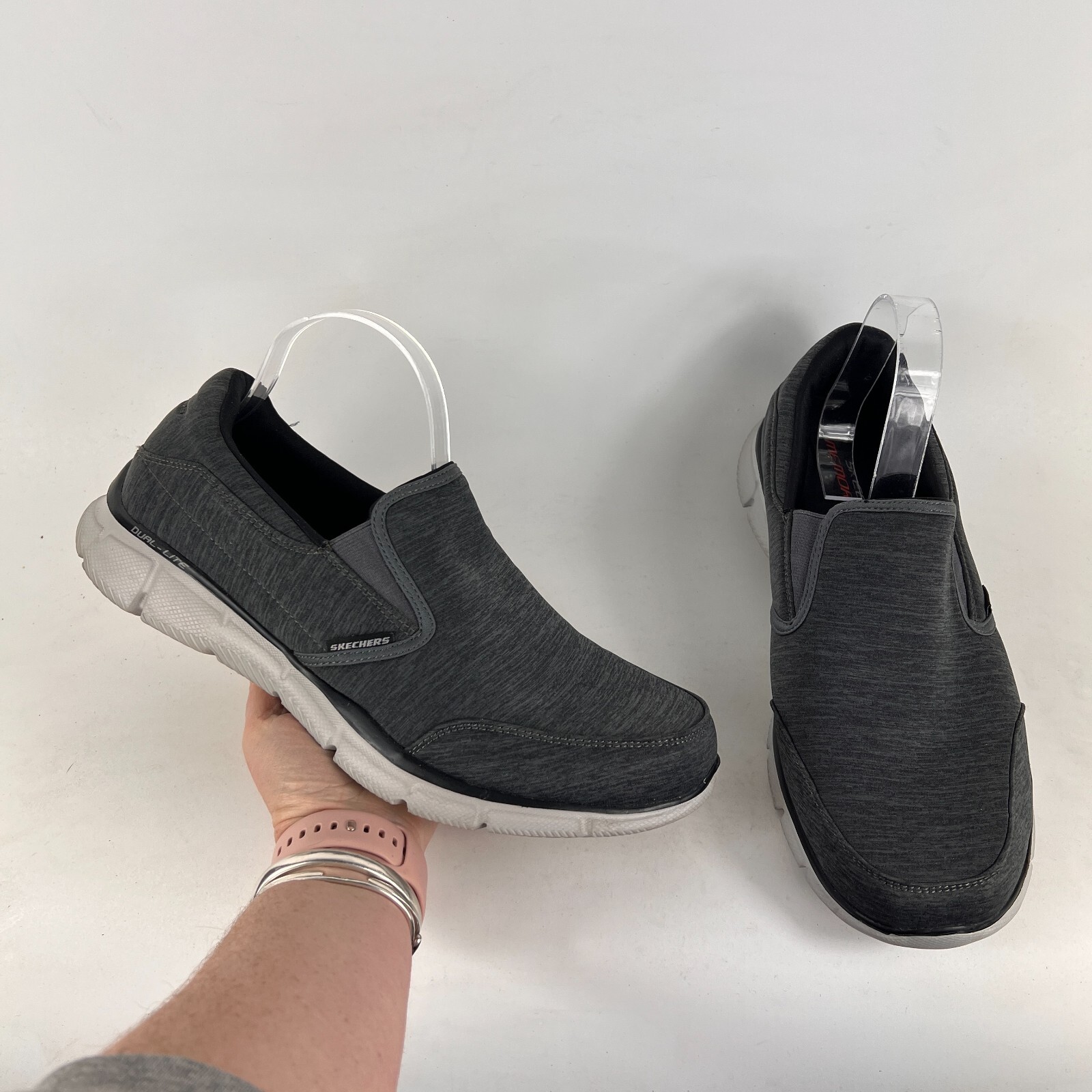 Skechers dual lite mens size grey white light weight athletic