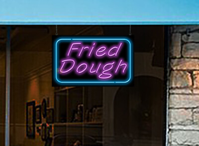Fried Dough Neon Sign | Jantec | 32'' x 20'' | Elephant Ears Funnel Cakes Treats