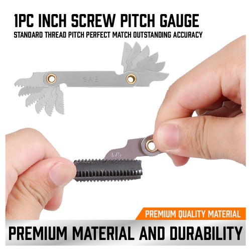 40 PcsTap And Die Set Inch SAE Screw Screwdriver Thread Drill W/t Pitch Gauge - Picture 5 of 7
