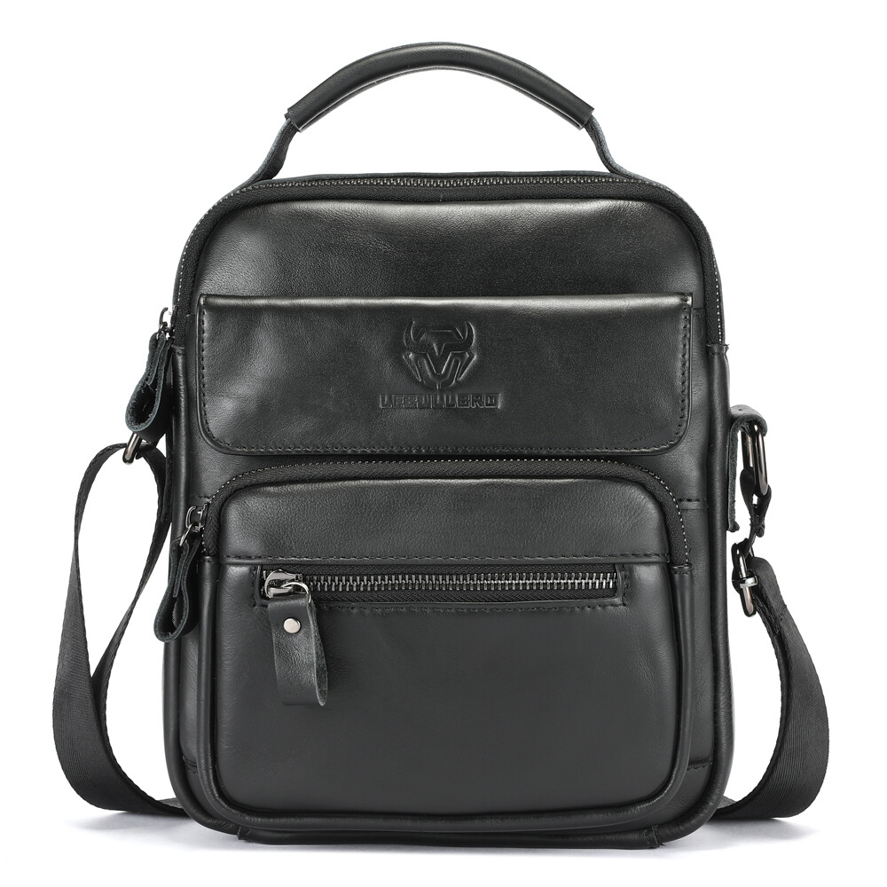 men's casual leather business travel shoulder bag Sling Bag, Retro Classic Style, Single Shoulder Crossbody Strap Design, Shoulder For And Commuting Zipper Lining Description Cool Leather Mens Large Travel