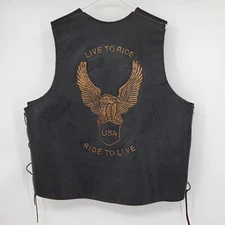 Bikers Dream Apparel Men's Live To Ride Ride To Live Eagle Snap Up Vest Size 54