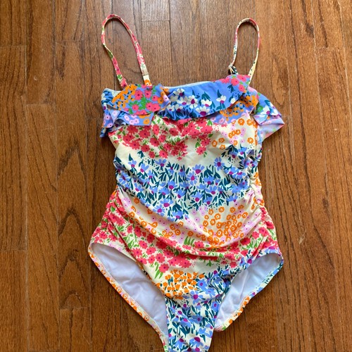 One Piece Bathing Suit Ruffle Floral Hawaiian Island Print Beach Womens Size XS - Bild 5 von 12