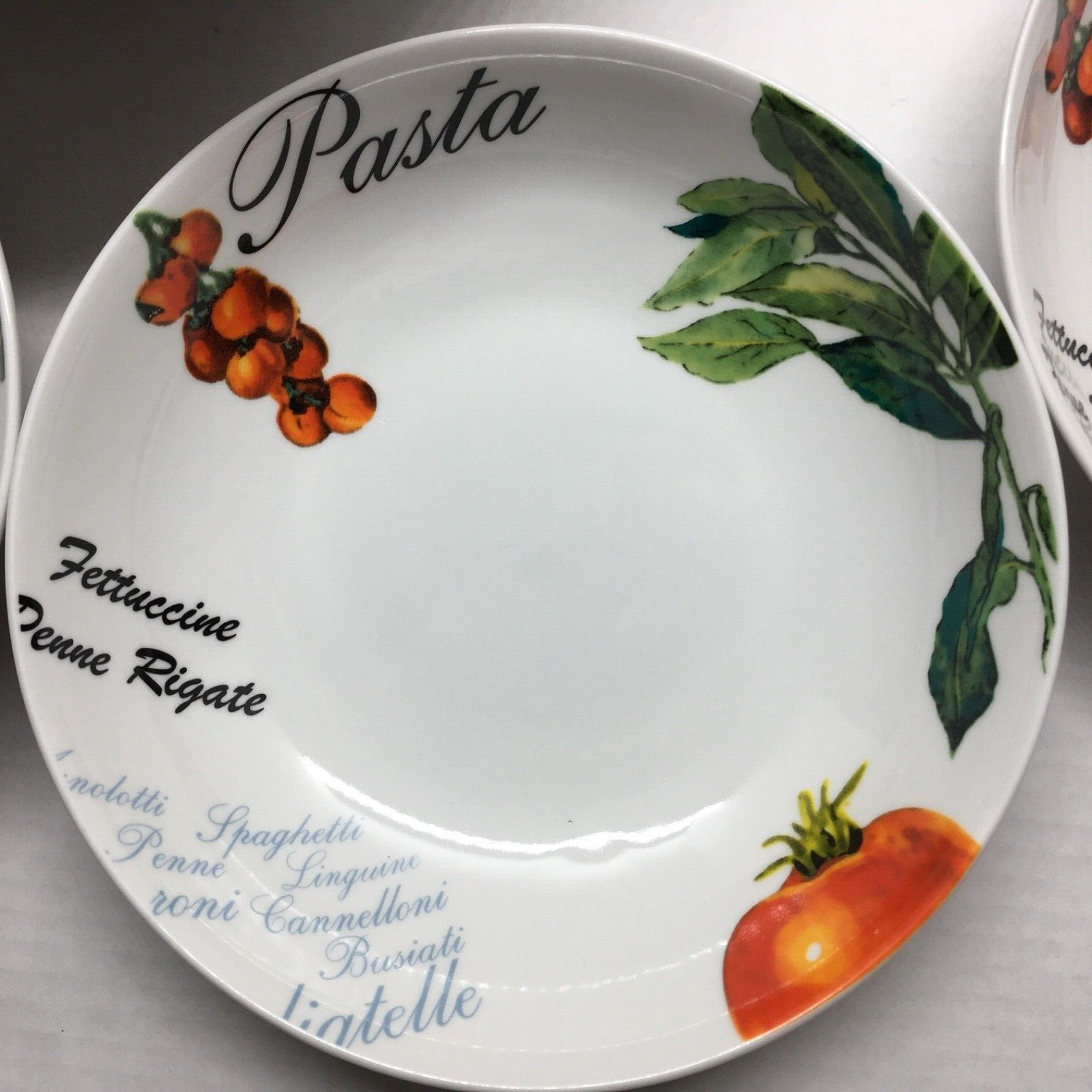 Hampton Home Pasta Serving Bowl & Individual Bowls (4) Tomatoes and Basil