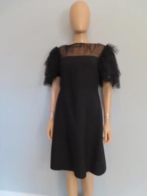 Valentino★素敵!Black Stretch A-Line Dress NWT Valentino Black/Sheer Tulle Short Sleeve A-Line Dress