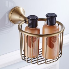 Antique Brass Bathroom Toilet Paper Holder Tissue Roll Bar Storage Shelf Basket