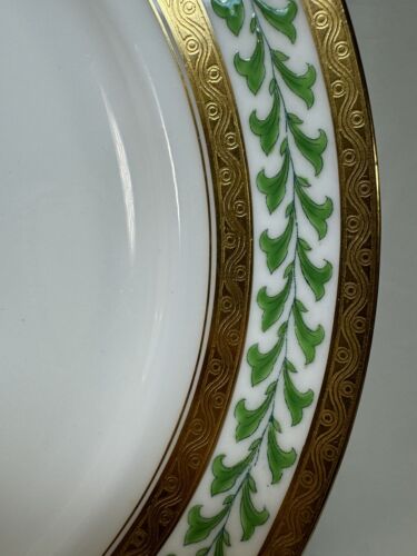 (4) Tiffany By Minton Gold Encrusted w/Green Enamel 10.375" DINNER PLATES H1064 - Picture 2 of 10