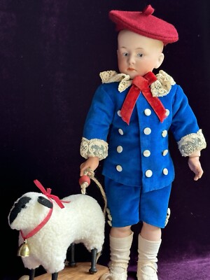 Antique German 14.5  Gebruder Heubach 7602 Pouty Bisque Head Character Boy Doll